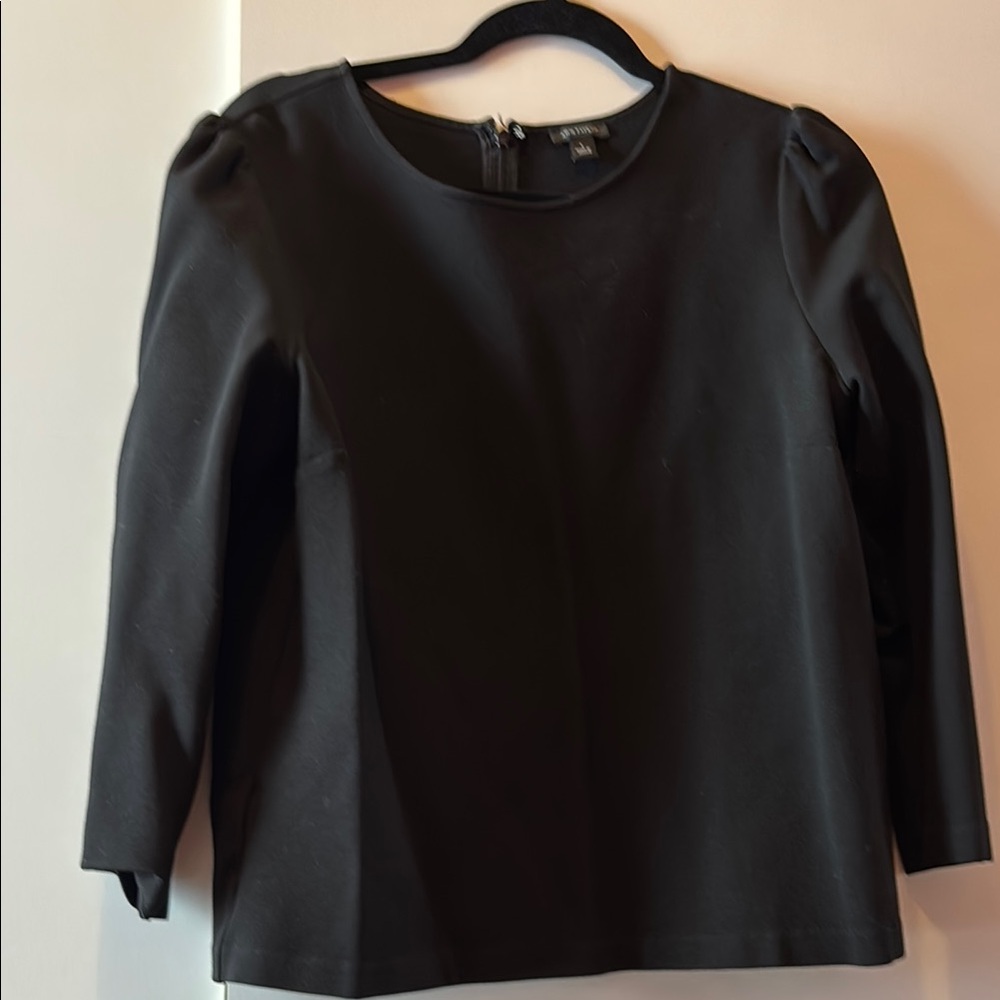 Black Puff Sleeve Boxy Blouse